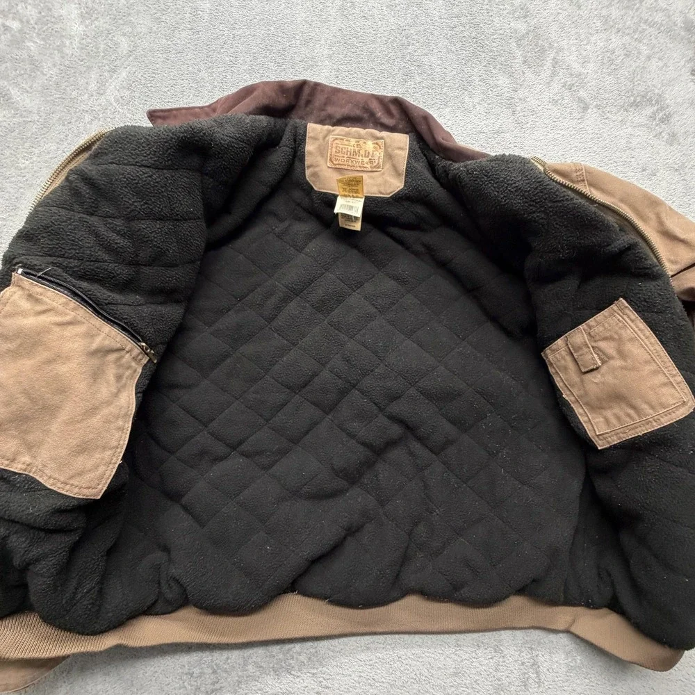 Schmidt Workwear Jacket Mens XLT‎ Brown Bomber Lined Insulated Pockets Canvas